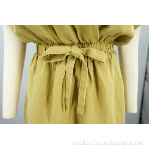 Kvinnor Summer Elastic Short Sleeve V-Neck Wrap Jumpsuit